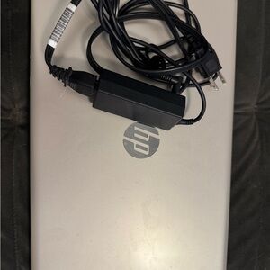HP Silver and Black Laptop with Charger